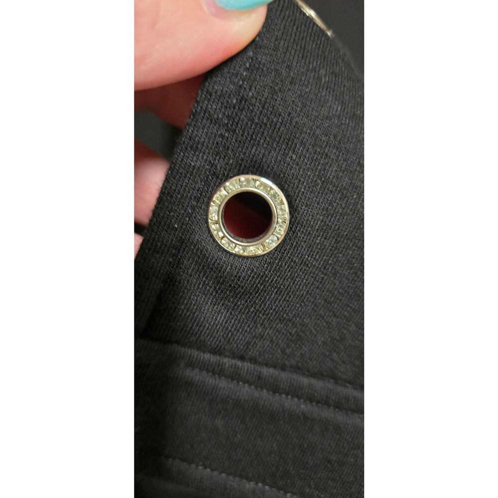 Chico's Knit black rhinestone detail shacket Sz 3 XL Mob wife Going out Classy - Picture 10 of 13